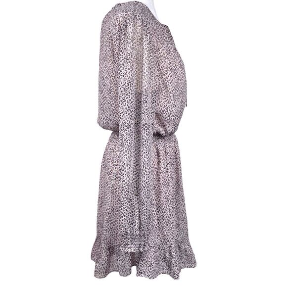 WAYF Laura Mini Dress Size Medium Animal Print Cheetah Stripe Long Sleeve EUC - Picture 4 of 15